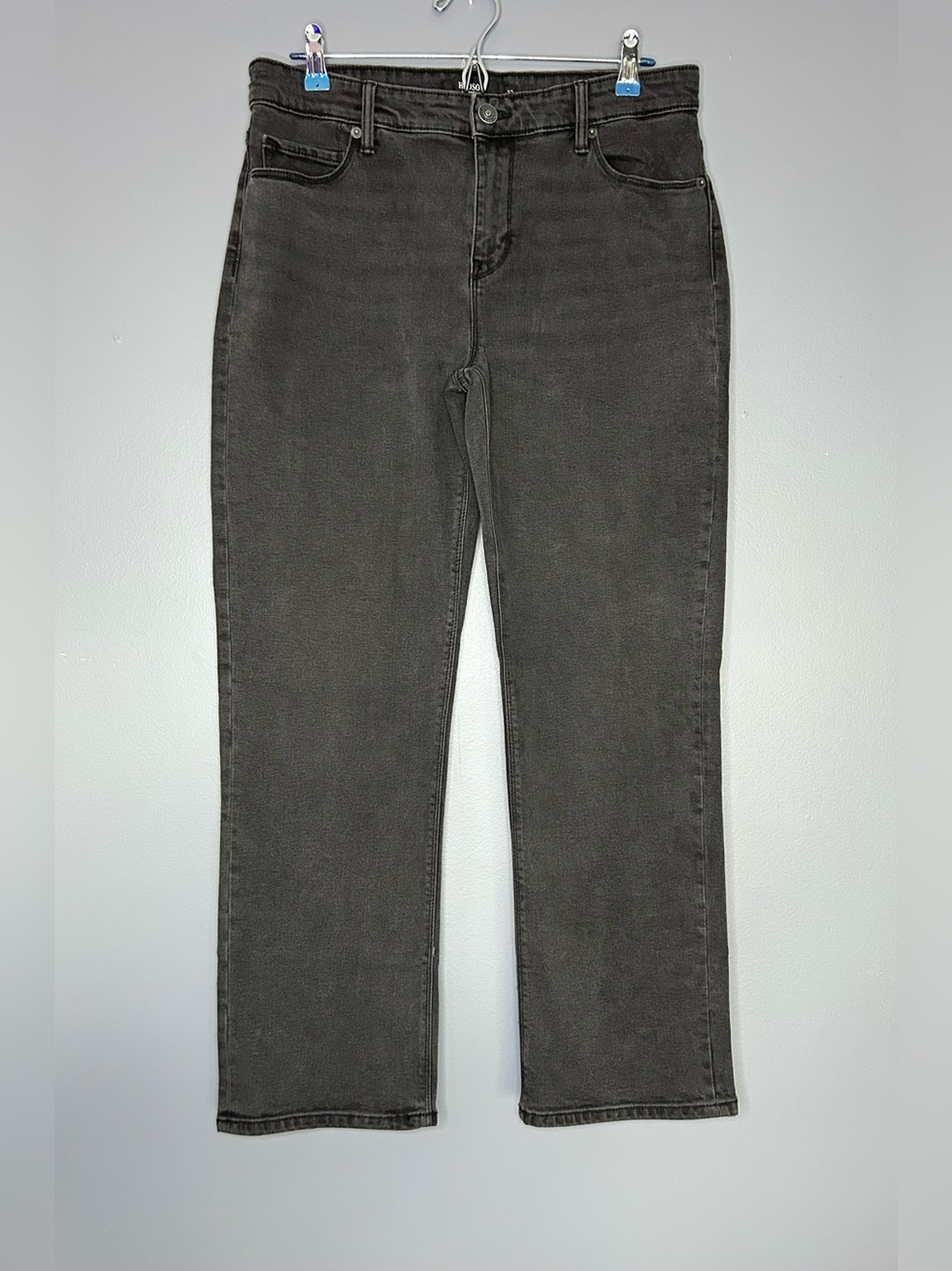 Hudson Jeans Womens 12 Gray Charcoal Wash High Rise Straight Leg Denim Pants